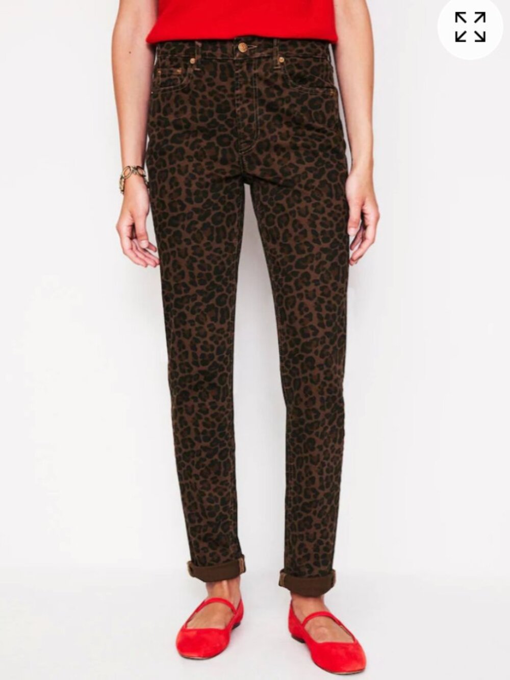 Boden Leopard Print Girlfriend Jeans